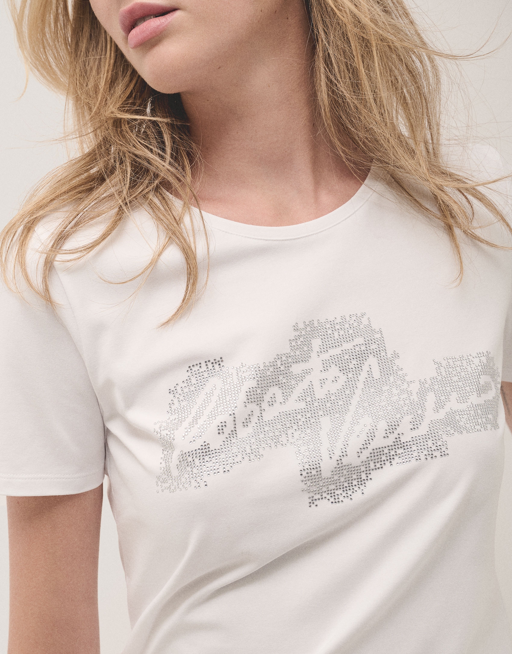 White cotton top with strass ROBERTO VERINO