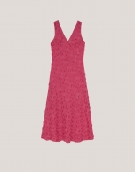 Raspberry sleeveless fil coupé midi dress