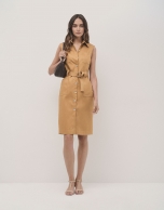 Mustard shirtwaist satin cotton dress 