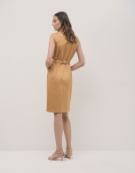 Mustard shirtwaist satin cotton dress 