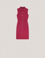 Raspberry shirtwaist satin cotton dress 