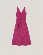 Raspberry taffeta sleeveless midi dress 