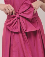 Raspberry taffeta sleeveless midi dress 