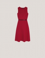 Sleeveless midi dress in red crepe