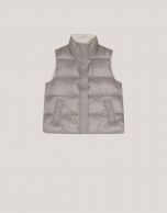 Grey quilted vest with ecru lining