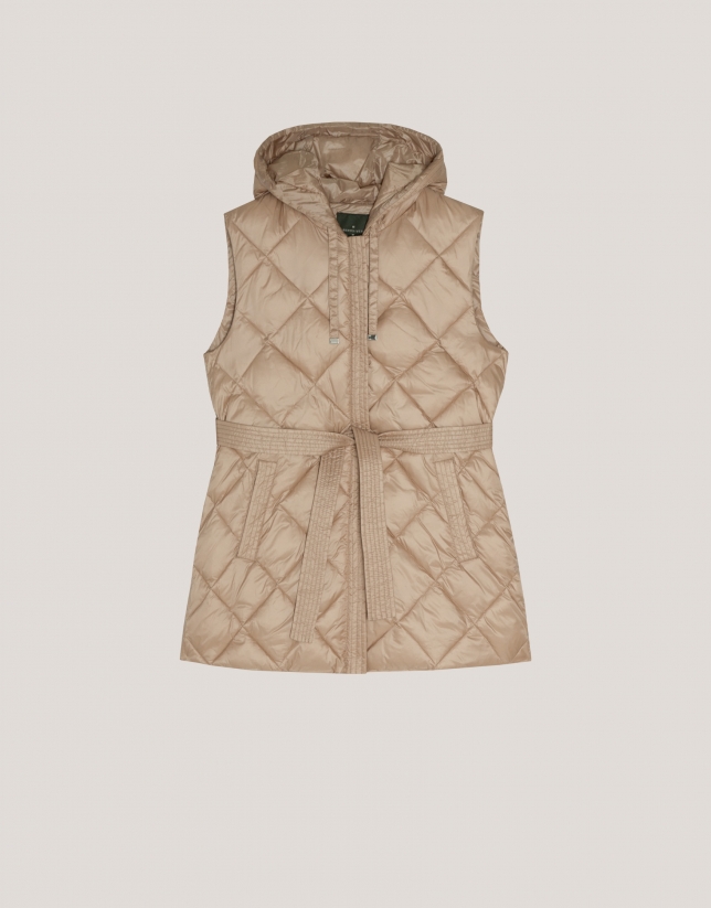 Long black diamond quilted vest