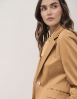 Mustard satin cotton suit jacket with one button