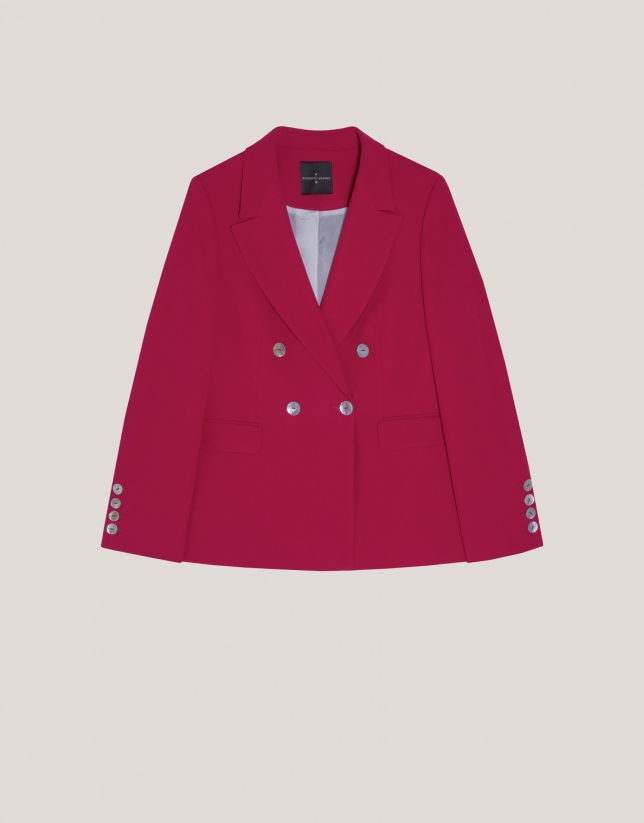 Raspberry double-breasted crepe blazer