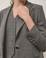 Grey crepe blazer with one button