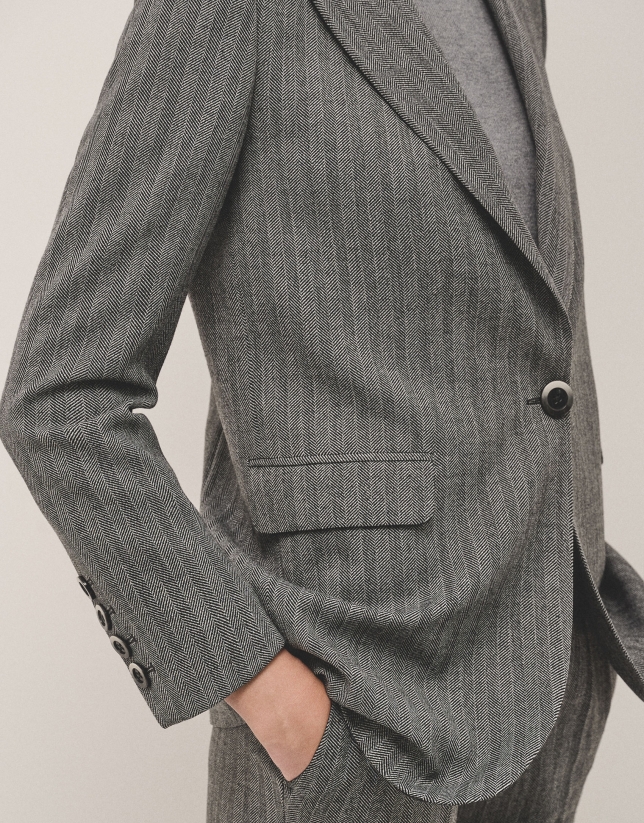 Blazer un botón espiga gris marengo