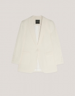 Ecru crepe tuxedo blazer