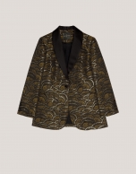 Golden wave jacquard tuxedo jacket with one button