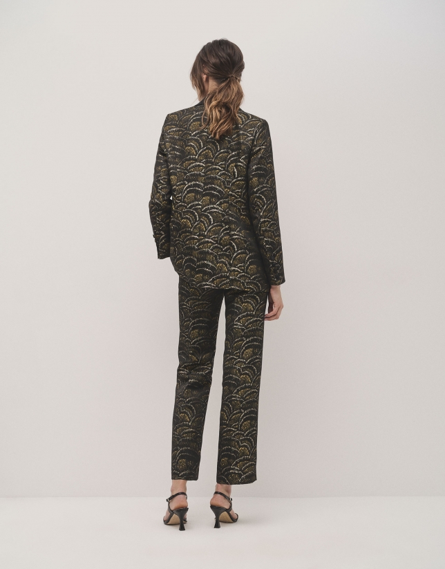 Golden wave jacquard tuxedo jacket with one button