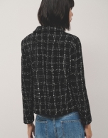 Short black and white square tile-colored jacket