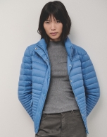 Blue ski jacket with ecru inside