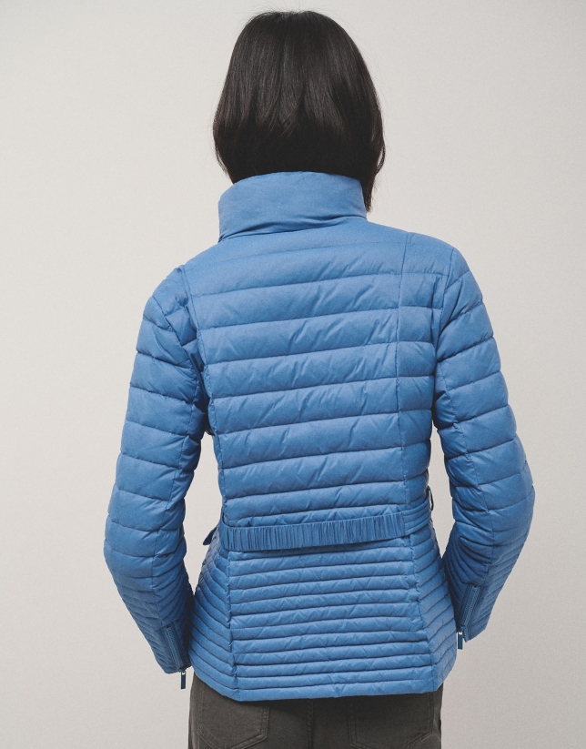 Blue ski jacket with ecru inside