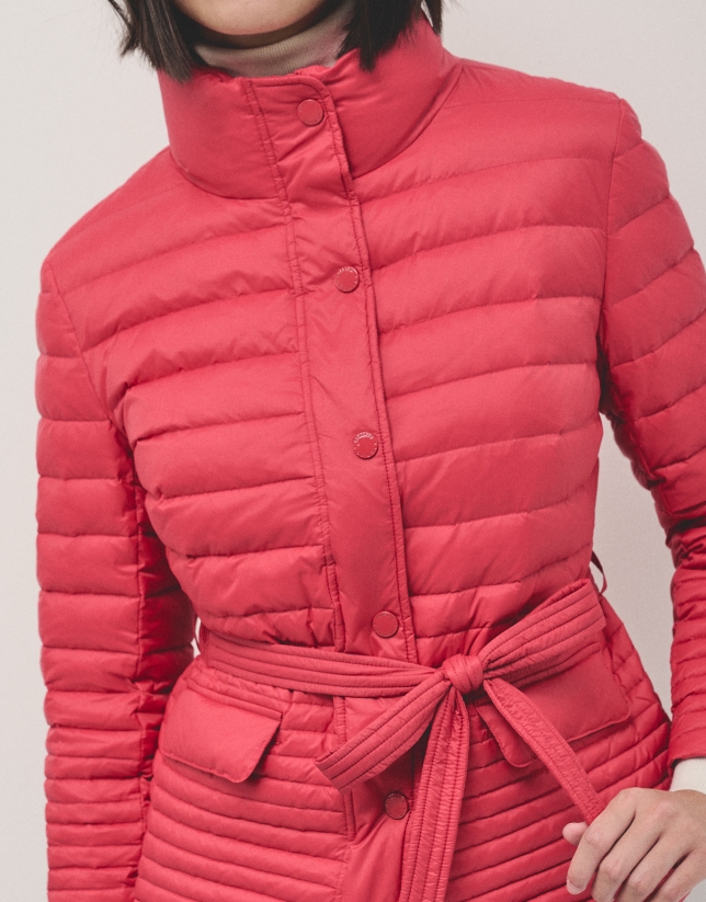 Red ski jacket with ecru inside