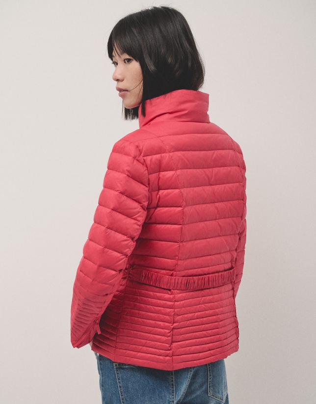 Red ski jacket with ecru inside