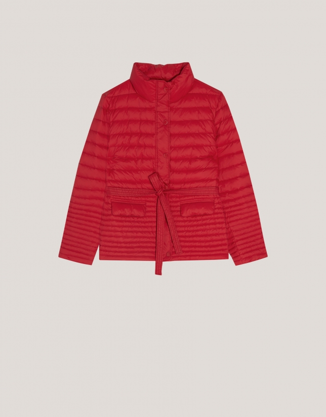 Red ski jacket with ecru inside