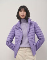 Lilac ski jacket with ecru inside