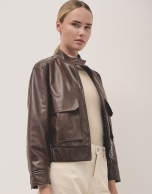 Brown napa bomber jacket