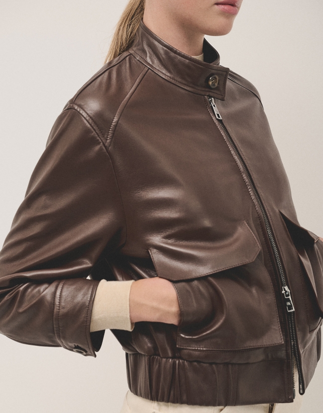 Brown napa bomber jacket