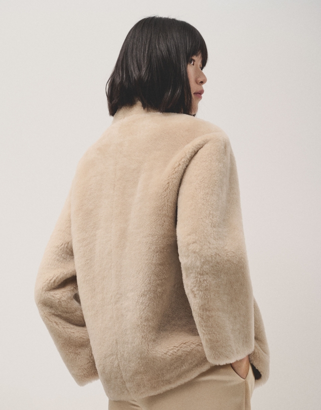 Beige fur jacket