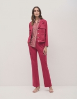 Short raspberry satin cottoned jacket