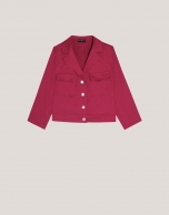 Short raspberry satin cottoned jacket