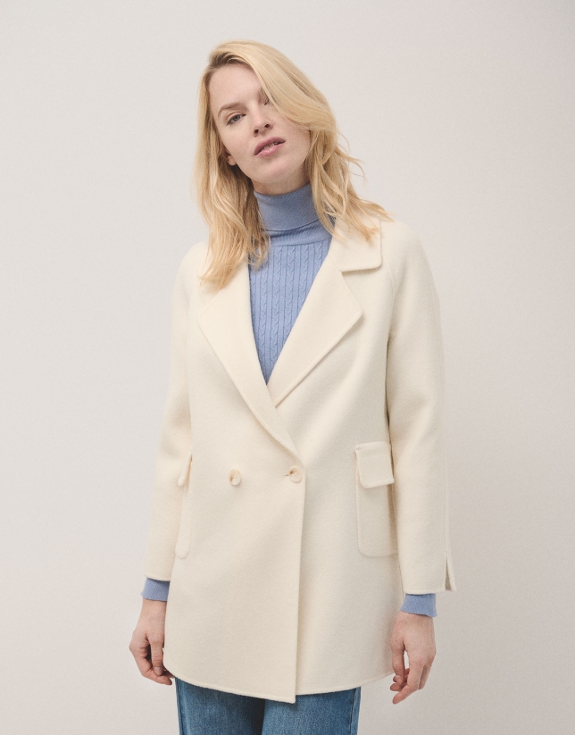 Ecru three-quarter double-faced coat