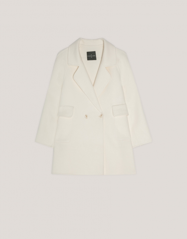 Ecru three-quarter double-faced coat