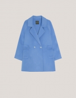 Blue three-quarter double-faced coat