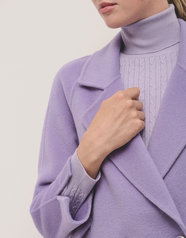 Lilac three-quarter double-faced coat