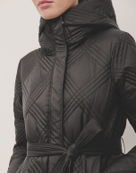 Long black diamond quilted coat 