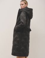 Long black diamond quilted coat 