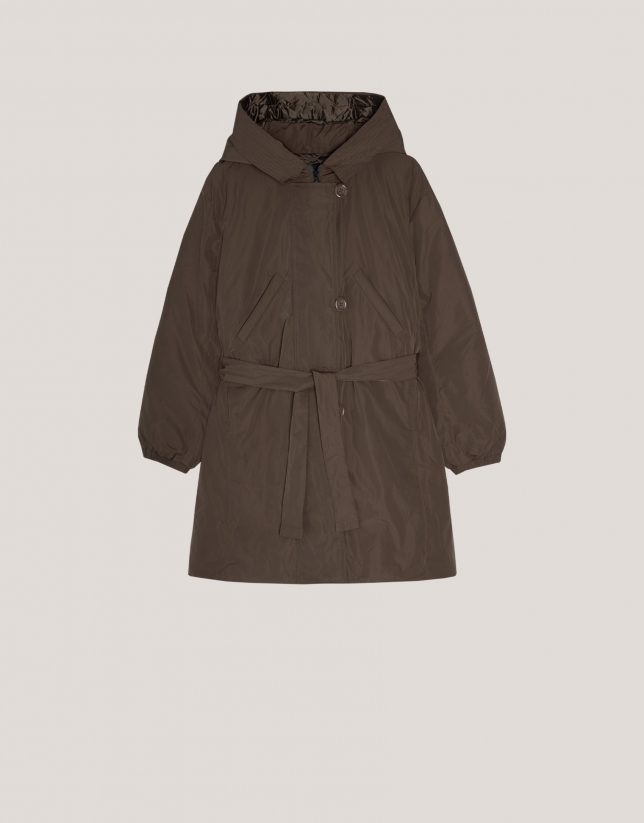 Down brown oversize parka