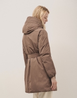 Down brown oversize parka