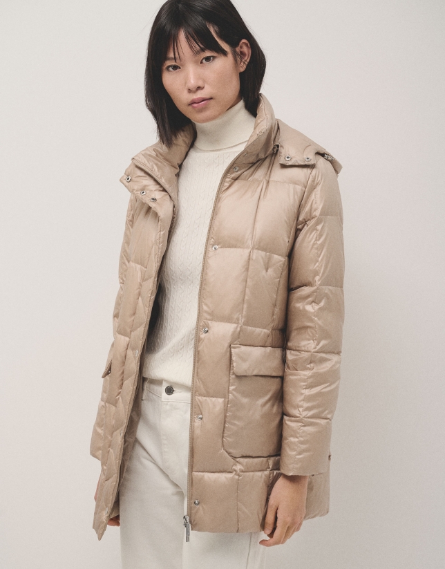 Sand-color quilted coat 