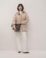 Sand-color quilted coat 