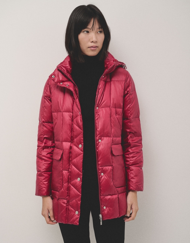 Red quilted coat 