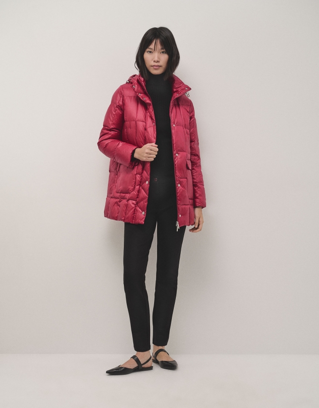 Red quilted coat 