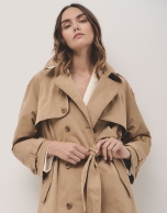 Classic long beige raincoat