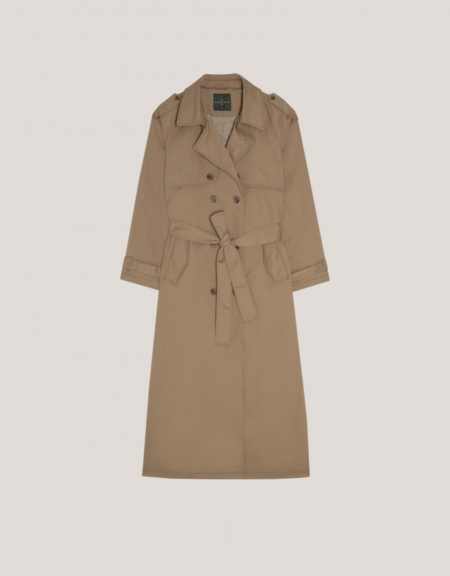 Classic long beige raincoat