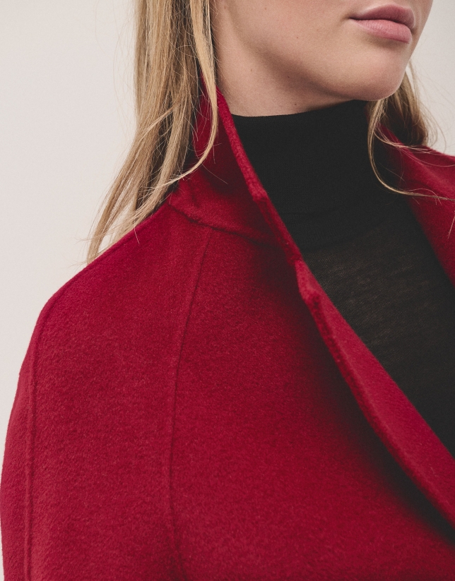 Long red double-faced coat