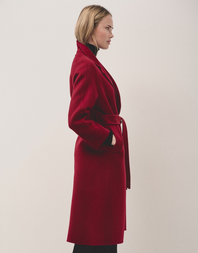 Long red double-faced coat