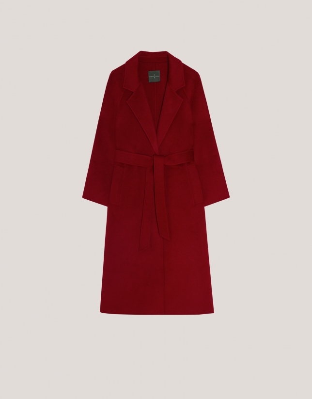 Long red double-faced coat