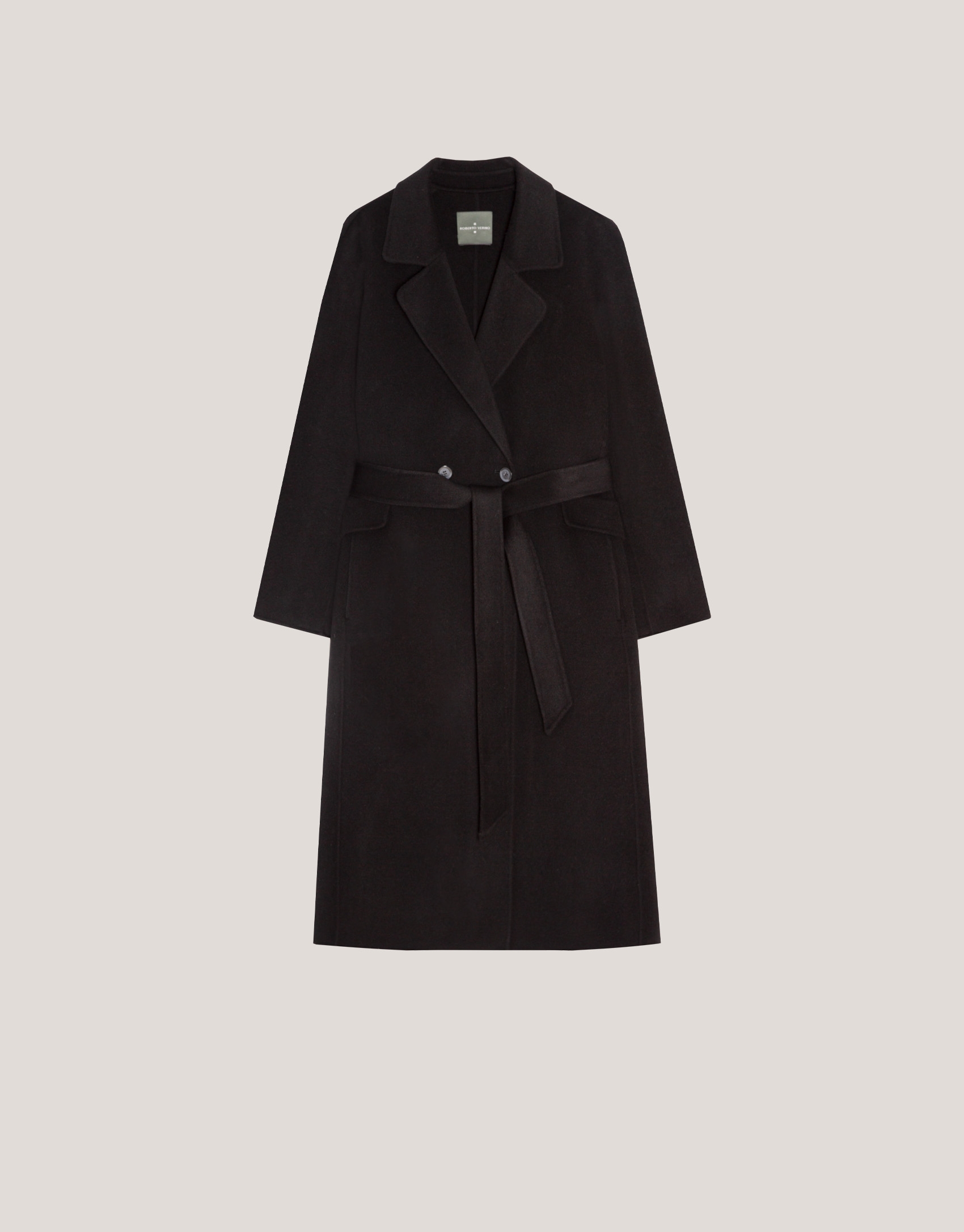 Oversize long black double-faced cloth coat