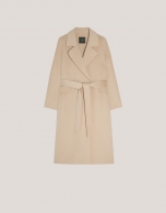 Oversize long beige double-faced cloth coat