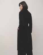 Long black double-breasted cloth coat