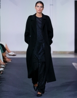 Long black double-breasted cloth coat